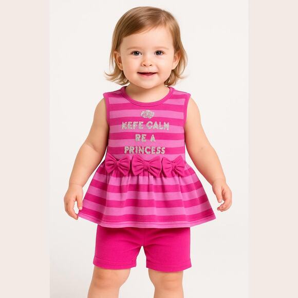 Koala Baby Girls Outfit Size 12 Mo Keep Calm and Be a Princess Pink Glitter NEW - Picture 1 of 13
